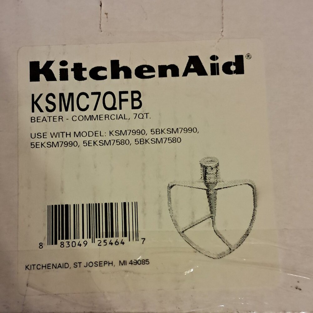 KitchenAid KSMC7QFB Stainless Steel NSF Certified Flat Beater for 7 Quart Bowl